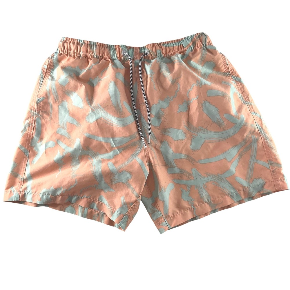 Boardies Apparel Mens‎ Peach Mint Abstract Print Swim Trunks Shorts Size Medium